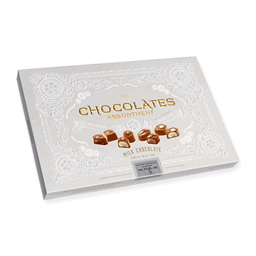 Milk Chocolate “Assortment” (300-350 gr.) — Nutty, Caramel, and Fruity Flavors Chocolates assortment
