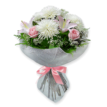 Blumenstrauß aus Rosen, Lilien und Chrysanthemen Inspiration