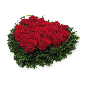 Composition Heart from red roses Heart from roses