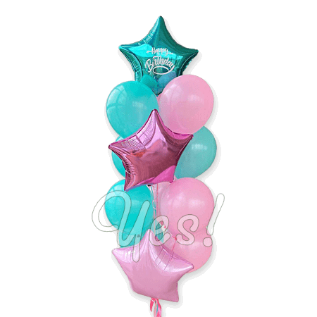 Ramo de globos en tonos rosa y menta — Un regalo tierno para ella