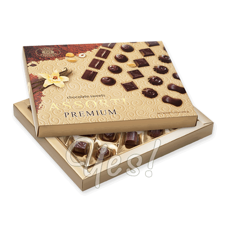 Chocolats assortis (250 g.) — Chocolat au lait aux saveurs de noix, caramel et fruits Chocolats assortis (250 g.) — Chocolat au lait aux saveurs de noix, caramel et fruits