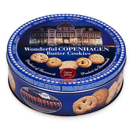 Biscuits dans une boîte métallique festive (450 g.)— saveur et confort à chaque bouchée Biscuits dans une boîte métallique festive (450 g.)— saveur et confort à chaque bouchée
