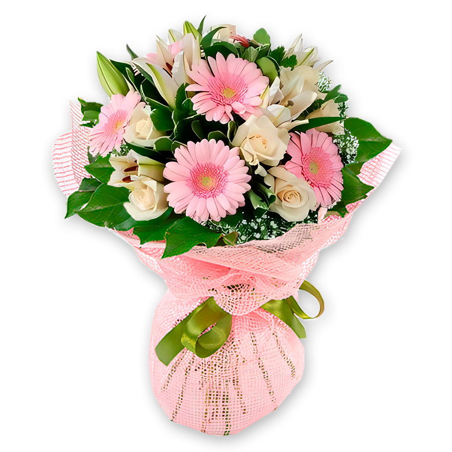 Bouquet of roses, lilies and gerberas Lira