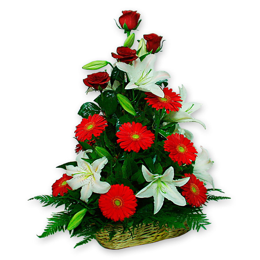 Cesta con rosas, gerberas, lirios Madrid