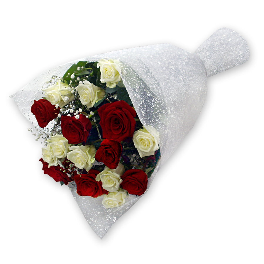Bouquet of red and white roses White and red roses
