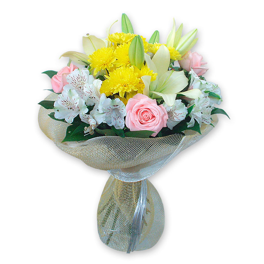 Bouquet of roses, lilies and chrysanthemums Princess