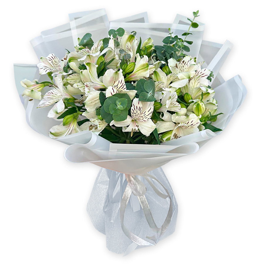 Ramo de alstroemerias blancas — elegancia sin palabras innecesarias Jardín de Perlas