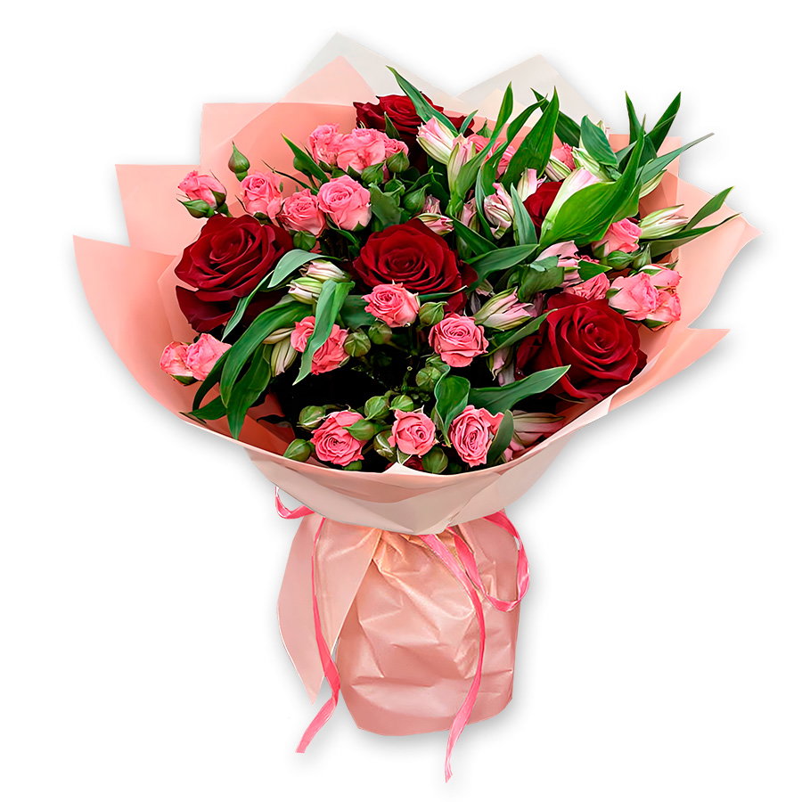 Ramo de rosas y alstroemerias — Una historia de amor contada con flores. Poesía de los sentimientos