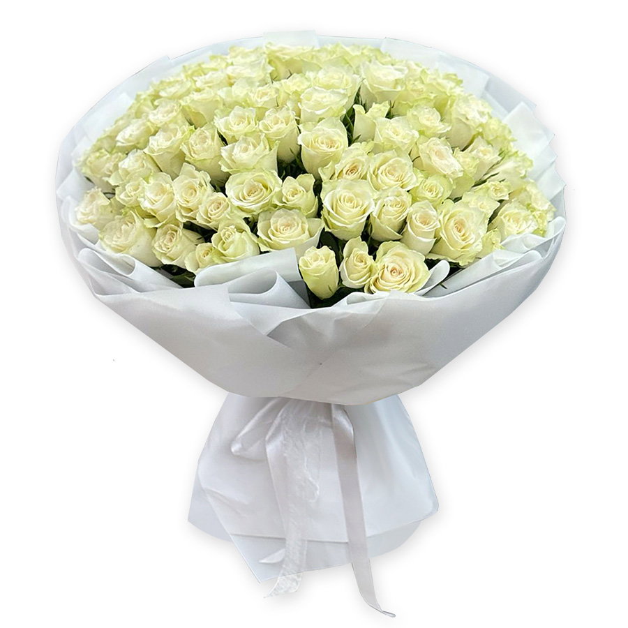Ramo de rosas blancas (60 cm.) Encanto inocente