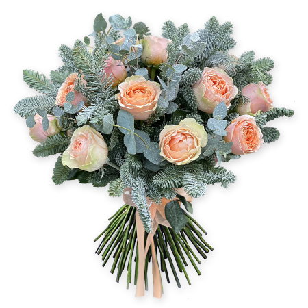Ramo de rosas y ramas de abeto Ramo de rosas y ramas de abeto